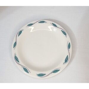 Homer Laughlin Resturant Ware Best China Teal Gray Oak Leaf 6.5"Plate MCM Retro